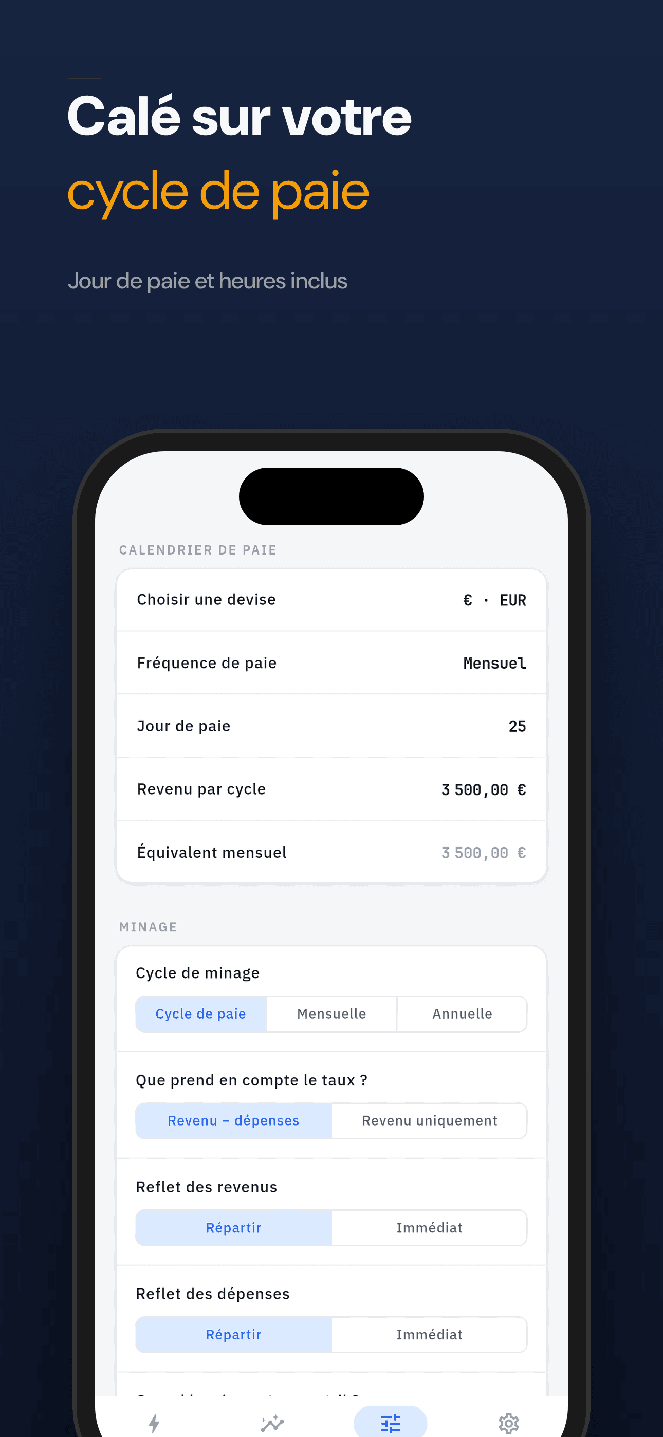 Modes d'extraction cales sur votre cycle de paie exact