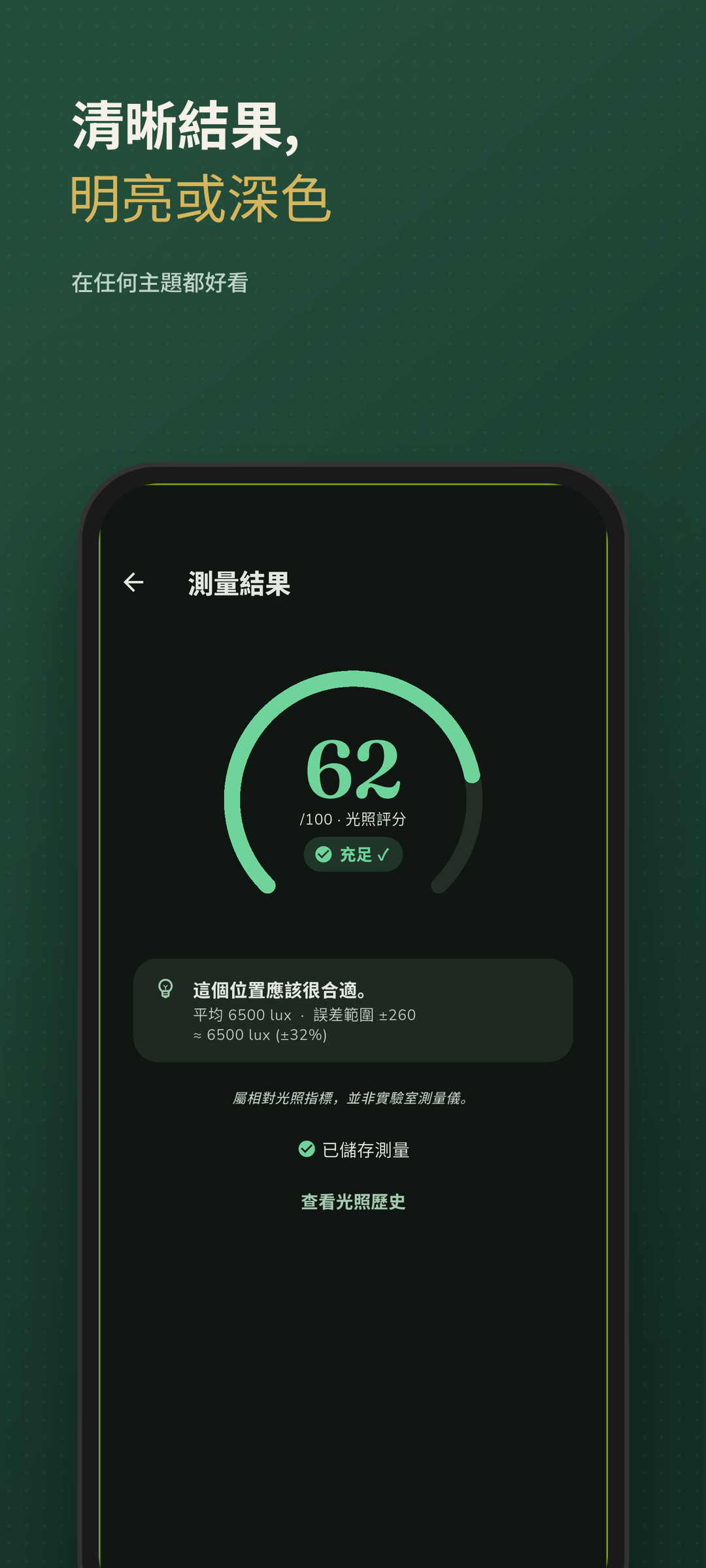 深色模式的結果畫面