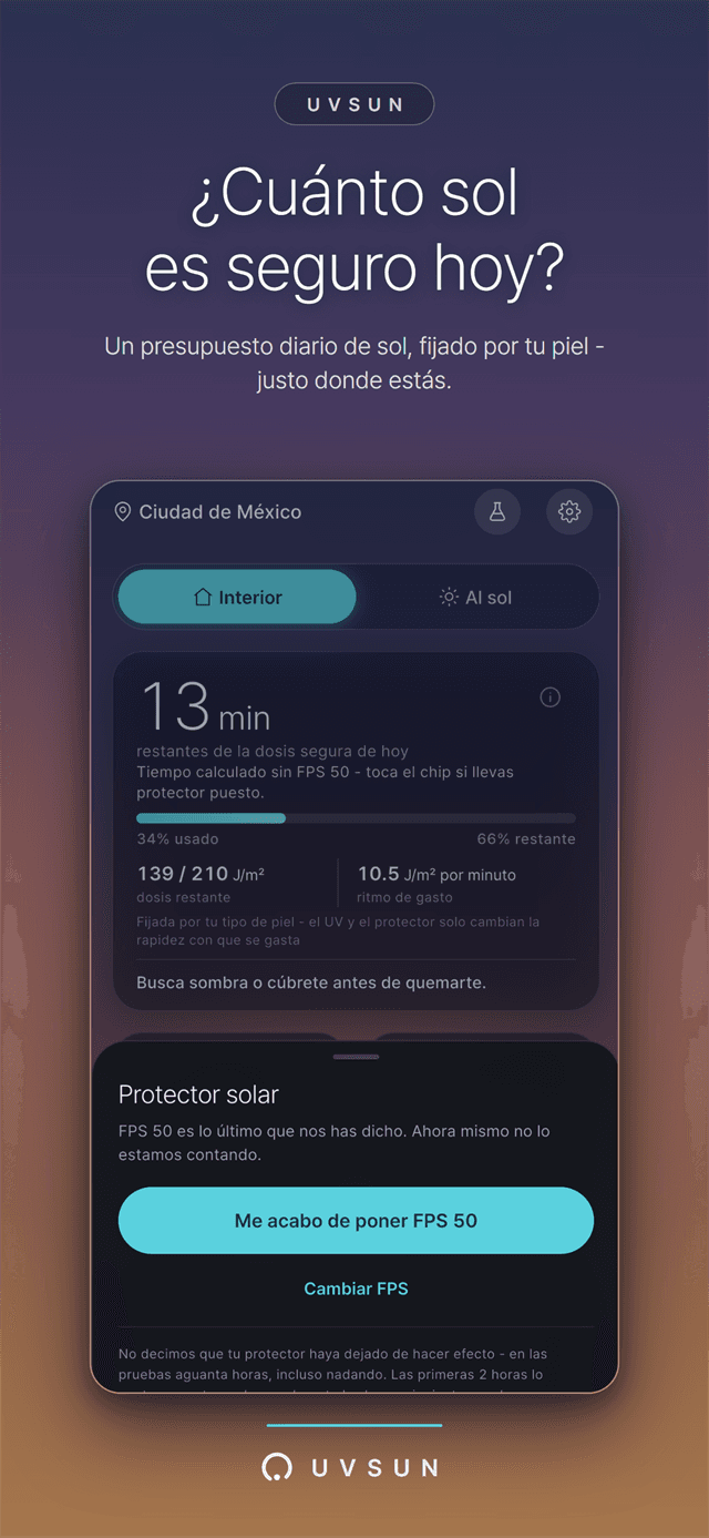Panel de inicio en cielo de amanecer - minutos restantes de la dosis segura de hoy