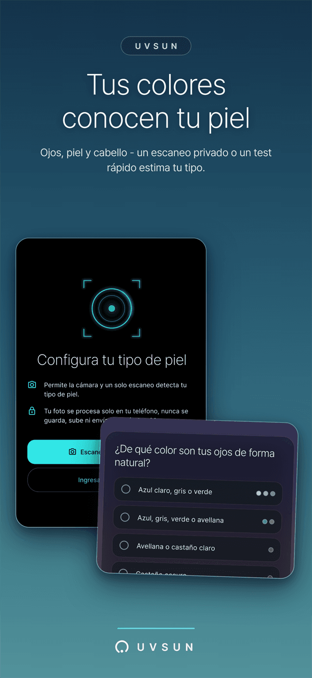 Revisión del tipo de piel - escaneo privado o test rápido de colores
