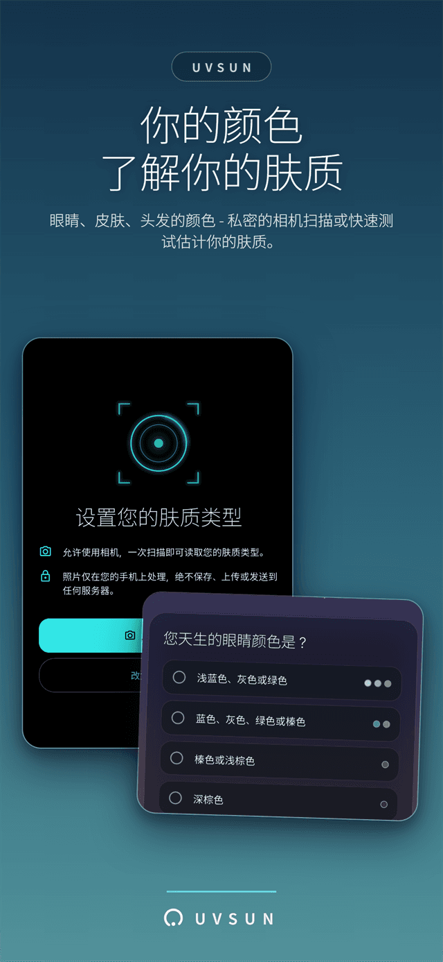 肤质检查 - 私密相机扫描或快速颜色测试