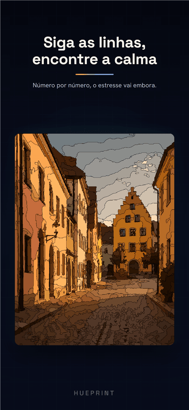 Modelo de linhas de uma rua com prédios, pronto para uma sessão de pintura tranquila
