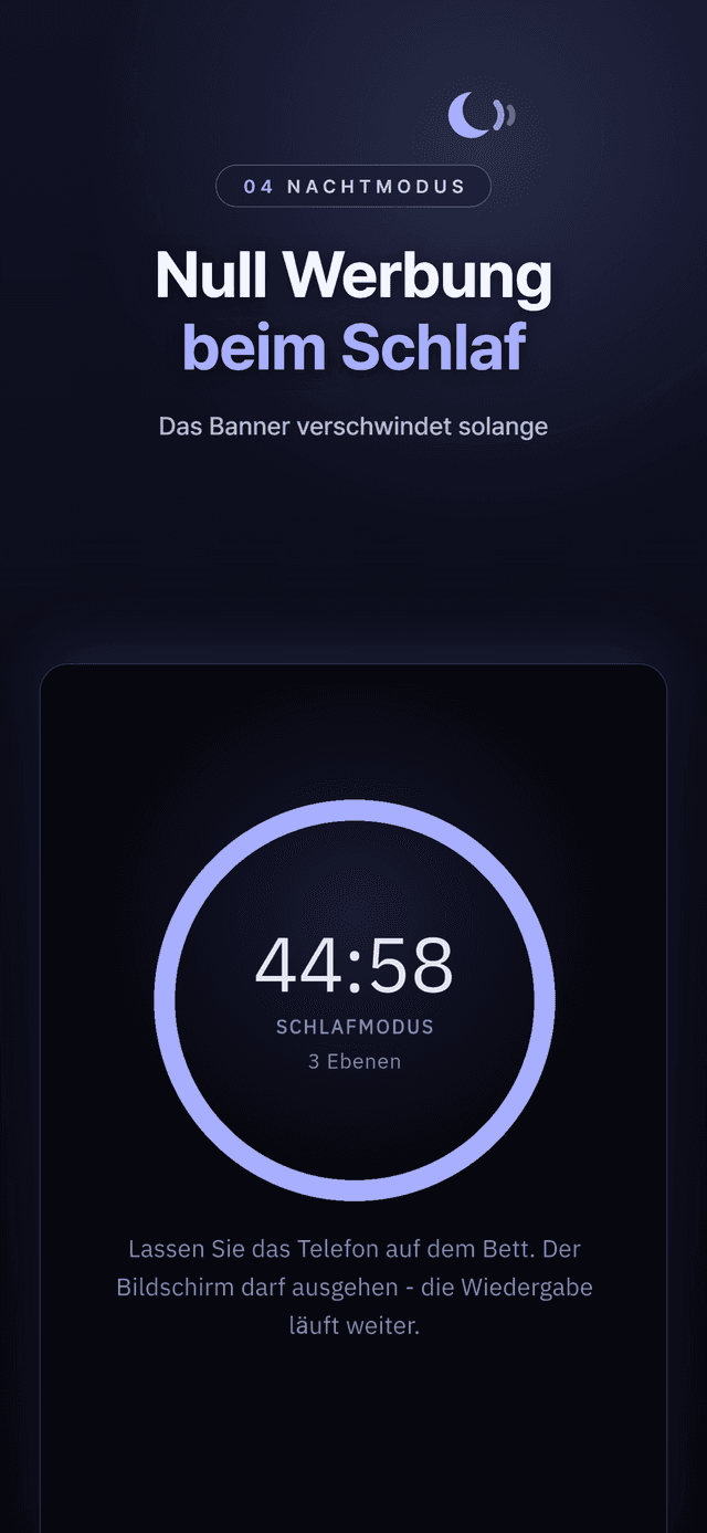 Nachtmodus mit dem Countdown-Ring während einer Schlafsitzung