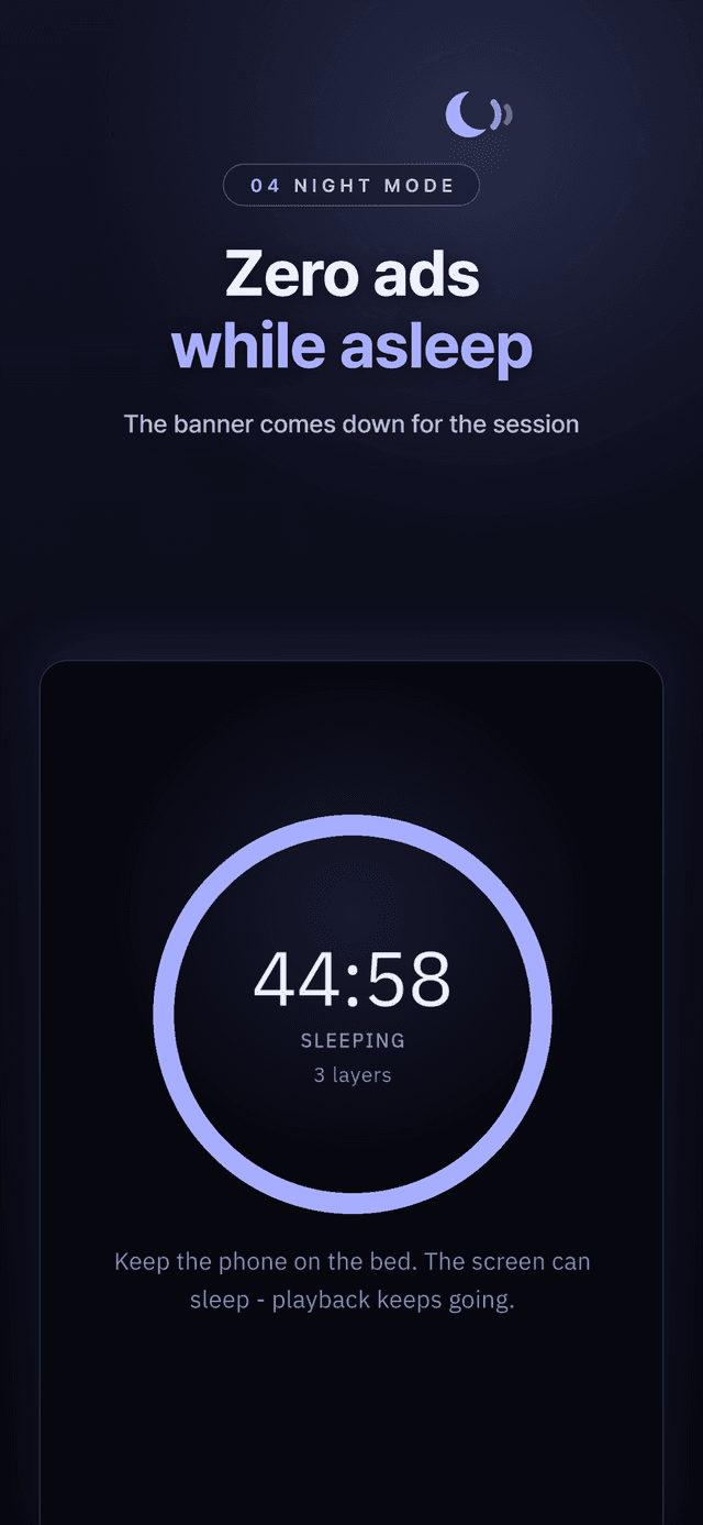 Night mode showing the countdown ring during a sleep session