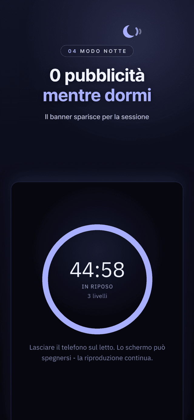 Modalità notte con il conto alla rovescia durante una sessione di sonno