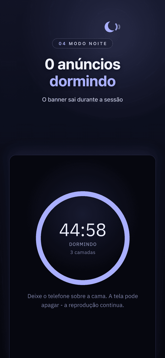 Modo noite com a contagem regressiva durante uma sessão de sono