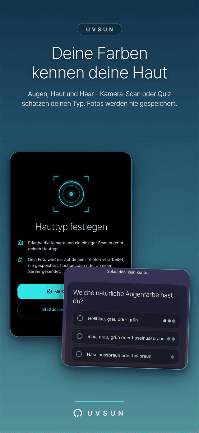 Hauttyp-Check - privater Kamera-Scan oder schnelles Farb-Quiz